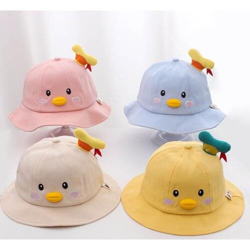 Spring Summer Baby Caps Lovely Cartoon Duck Kids Boys Girls Sun Hats Autumn Cotton Children Bucket Hat Toddler Hat