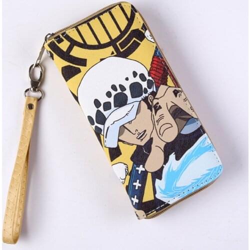 Japan One Piece Trafalgar D Water Law Anime Zipper Long Wallet Purse Zipper Bag Clutch Hand Bag With Key chain
