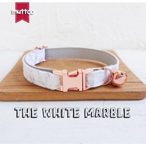 10pcs/lot MUTTCO retail with rose gold high quality collar for cat THE WHITE MARBLE design cat collar 2 sizes UCC085M