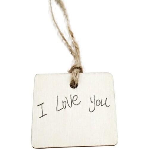 100Pcs tags Wood Chips With Rope Ornaments Christmas Tree Scrapbooking Decor Home Shop Hanging Tags Crafts Gift