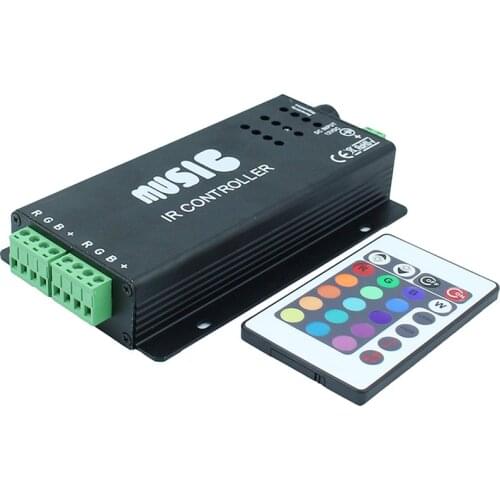 144w 2 Ports Output Sound Activated RGB Music Controller for Color Changing LED Strips with Remote Control 144w, 5050 RGB