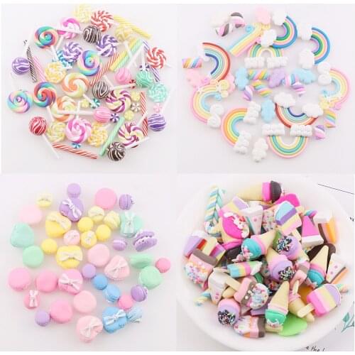 2020 New 1-60Pcs 11 Styles Polymer Clay Sweets Rainbow Hairpin Decoration Accessories Embellishments For Scrapbooking
