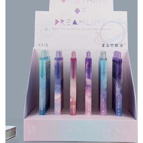 48 pcs/lot Starry sky Press Gel Pen Cute 0.5mm black ink Signature Pens Papelaria School writing Supplies Promotional Gift