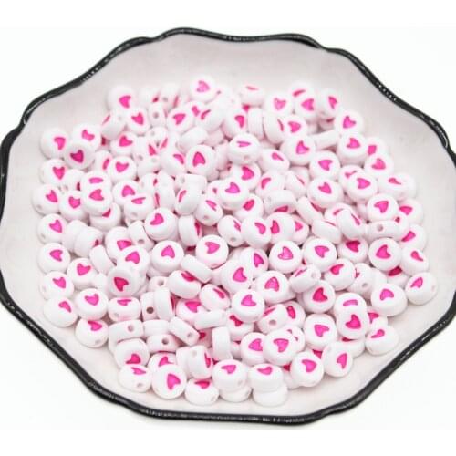 CHONGAI 500Pcs Fashion Jewelry Love Heart Acrylic Flat Round Beads for DIY Craft &Jewelry Making