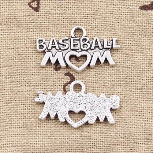 8pcs Charms Baseball Mom Heart 15x27mm Antique Tibetan Pendant Findings Accessories DIY Vintage Choker Handmade Jewelry