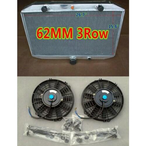 62MM 3ROW Aluminum Race Radiator +FANS FOR Jaguar XKE E-TYPE Series 3 V-12 1971-1974 5.3L V12 Series III Manual 72 73 71 74