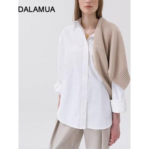 Women Shirt Blouse 2021 Autumn 100% Cotton Long Sleeve Office Lady Tops Vintage Single Breasted Solid Loose Casual Female Shirts