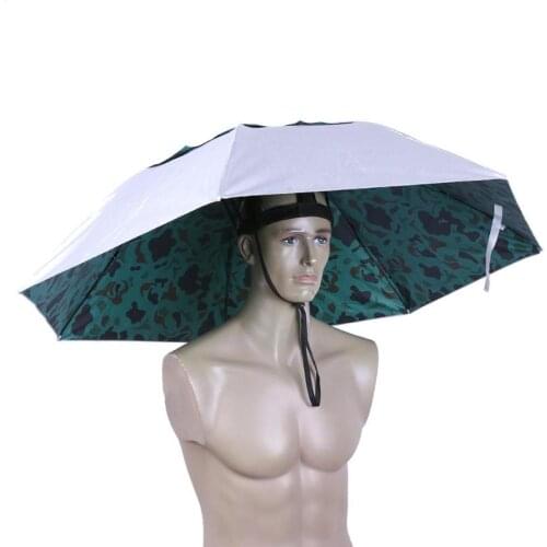 95CM Large Head Umbrella Anti-UV Anti-Rain Outdoor Travel Fishing Umbrella Hat Portable Three-Folding Umbrella Men Women