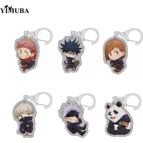 Jujutsu Kaisen Keychain Cute Yuji Itadori Fushiguro Megumi Two Sided Acrylic Keyring Car Key Chain Decoration Anime Accessories