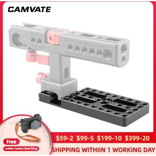 CAMVATE Camera Aluminum Easy Plate With NATO Safety Rail & 1/4"-20 And 3/8"-16 Threaded Holes For Arm Ball/Top Handle Connecting