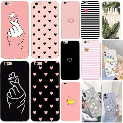 Cute Animal For Carcasa iphone se 5s 5 Silicona Case Soft TPU Thin Heart Floral Cover Bags For iphone 6s 6 7 8 plus xs max x