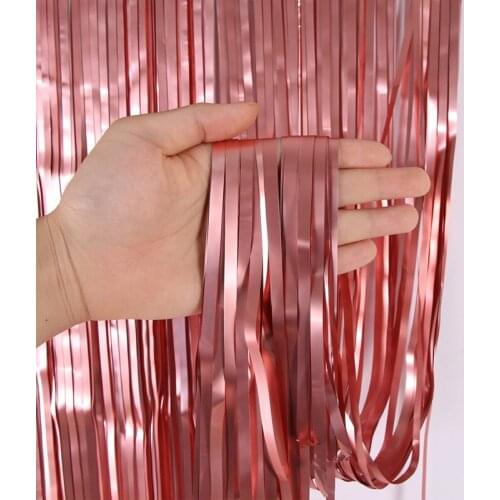 Birthday Decor 1x2M Foil Tinsel Curtain Tassel Wedding Christmas Backdrop Happy Birthday Party Decoration Baby Shower Supplies