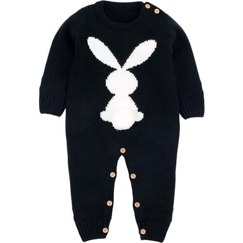 Baby One-piece Suit Childrens Jumpsuit Baby Knitted Wool Crawl Suit Newborn Baby Warm Rompers Cute Rabbit Soft and Comfortable