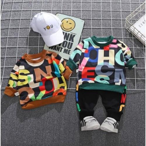 2021 Children Autumn Suit Long Sleeved Fashion Clothes Baby Boys Western Style Sweatershirt Trousers Set Kids Outfits 0-4 YEARS