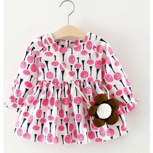 Girls Dresses Clothes Winter Fall Long Sleeve Dress For Children Kids Costumes Baby Rompers Vestidos Bebe + Small Satchel Robe