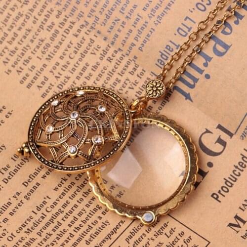 DHL 200PCS Vintage Shaoxing Pendant Jewelry Magnifier Necklace Pendant Long Creative