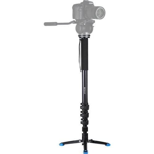 For DSLR Video Camera Telescoping Alloy Self-Standing Monopod with Support Base Bracket 4-Section Length 65-185cm