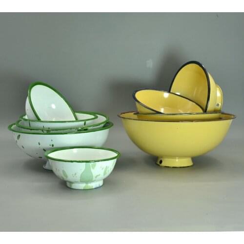 Enamel bowl, retro enamel rice bowl, soup bowl, dessert bowl. 10 pieces / pack