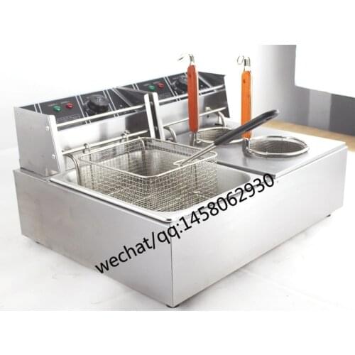 Commercial 110V/220V kitchen equipemnt table top electric 2 tank pasta / noodle cooker with deep fryer /bain marie