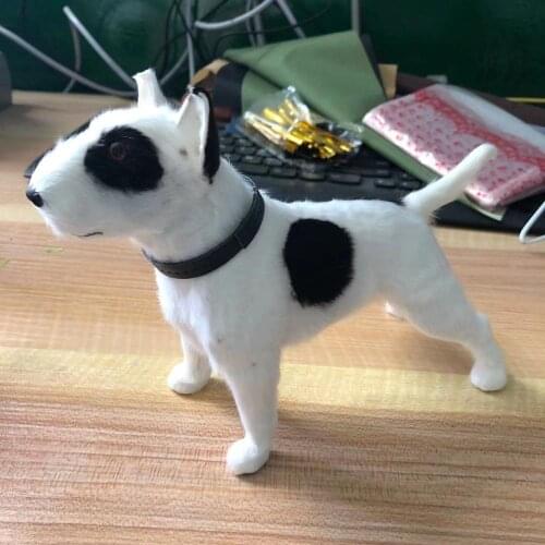 Creative real life Bull Terrier dog model plastic&furs black spot dog doll gift about 21x15cm xf2819
