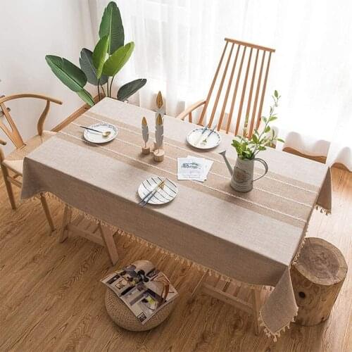Square Tablecloth Waterproof Embroidery Farmhouse Style Linen Fabric Table Cloth Wipeable Rustic with Embedded