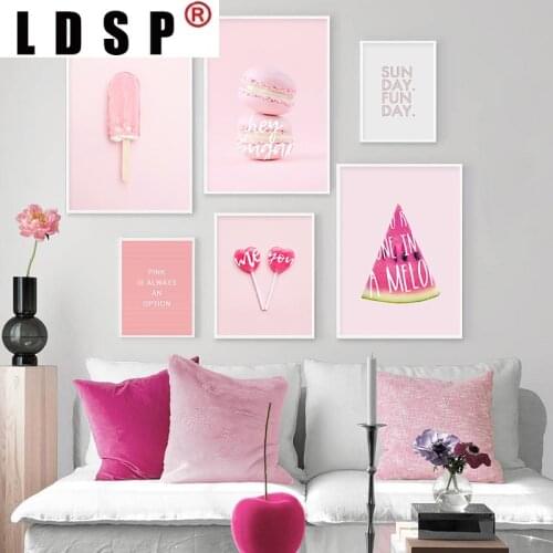LDSP Pink Candy Ice Cream Watermelon Macaron Canvas Painting Wall Art Print Poster Picture Modern Living Room Home Decor