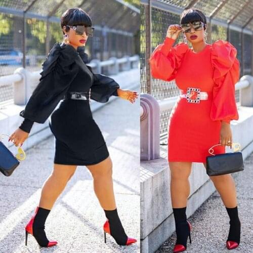 Summer Fashion Style African Women Black Red Color Mini Dress African Dresses for Women African Clothes