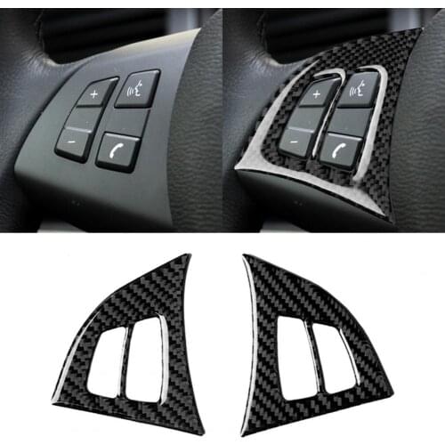 50% Hot Sales Car Sticker Self-adhesive Interior Trim Carbon Fiber Steering Wheel Button Decal Cover for BMW X5 E70 2008-2013