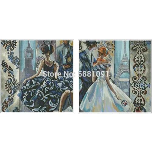 London Paris woman patterns Counted Cross Stitch 11CT 14CT DIY Cross Stitch Kits Embroidery Needlework Sets home decor