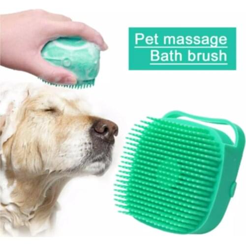 Hond Shampoo Massager Borstel Kat Massage Kam Grooming Scrubber Douche Borstel Voor Zwemmen Korte Haar Zachte Siliconen Borstels