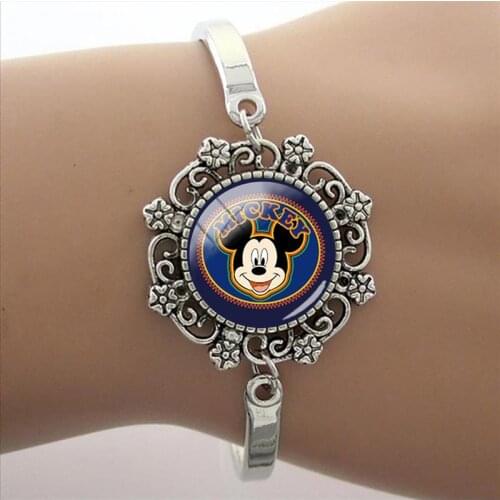 Disney Retro Fashion Mickey Minnie Bracelet Dome Bracelet Glass Jewelry Bracelet Art Photo Bracelet
