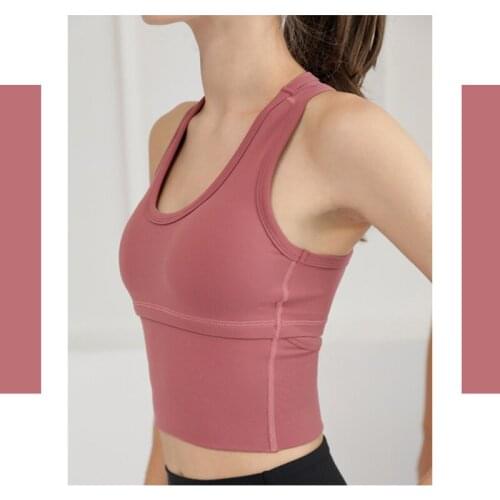 New Breathable Running Yoga Wear Quick Drying Sports Bras Womens Fixed Pad Gym Clothes Solid Color Fitness Sport Fashion Tops