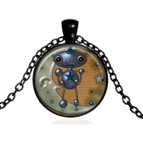 New Design UFO Alien Glass Dome Outer Space Necklace Cabochon Pendant Science Accessories Collection Jewelry Wholesale
