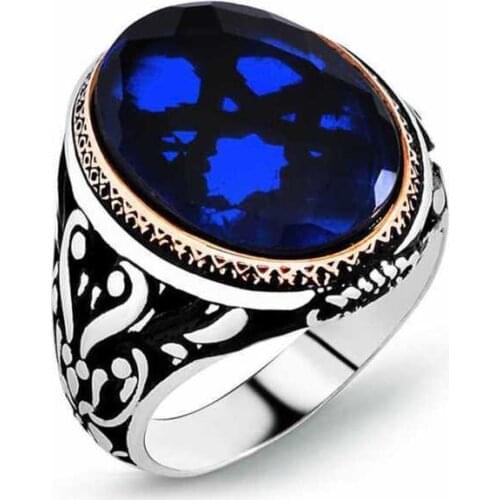 Original silver , Parlament Blue Zircon Stony Male ,Ring, Good Quality and Affordable Stony ,Rings Types