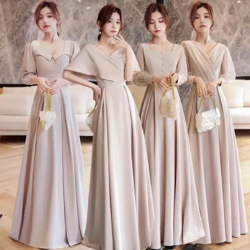 Bridesmaids Dress Illusion V-Neck Full Sequined Pleat Jersey Lace A-Line Luxury Khaki Floor-Length Women Wedding Party Gown E528