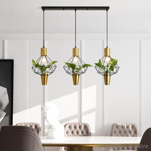 Nordic Iron Plant Pendant Lights Modern Living Room Deco Kitchen Bedroom Lamps Bar Cafe Dining Room Light Fixtures for Celling