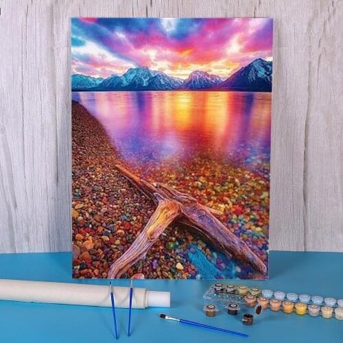 Landscape Scenery Paint By Numbers Package Acrylic Paints 50*70 Painting On Canvas Handmade For Kids Wall Art For Handiwork