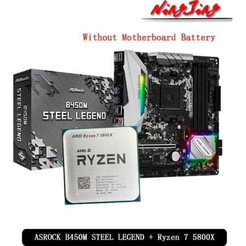 AMD Ryzen 7 5800X R7 5800X CPU + ASROCK B450M STEEL LEGEND Motherboard Suit Socket AM4 All new but without cooler