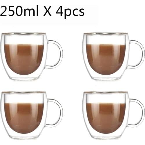 Transparent Glass Coffee Cup Milk Whiskey Tea Beer Double Creative Heat Resistant Cocktail Vodka Wine Mug Drinkware Tumbler Cups
