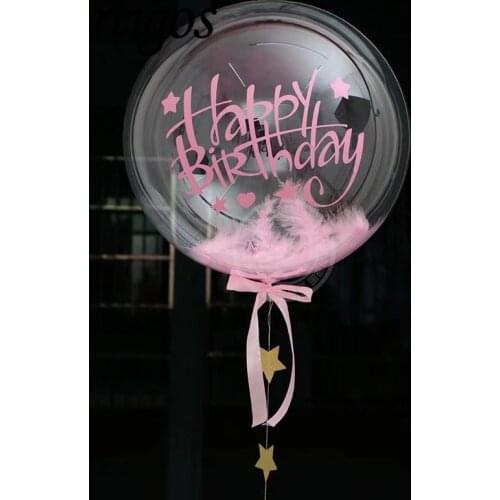 1set 18 inch No Wrinkle Transparent helium Bubble Balloons birthday Sticker 1.6M paper star garland Baby Gifts party Decor
