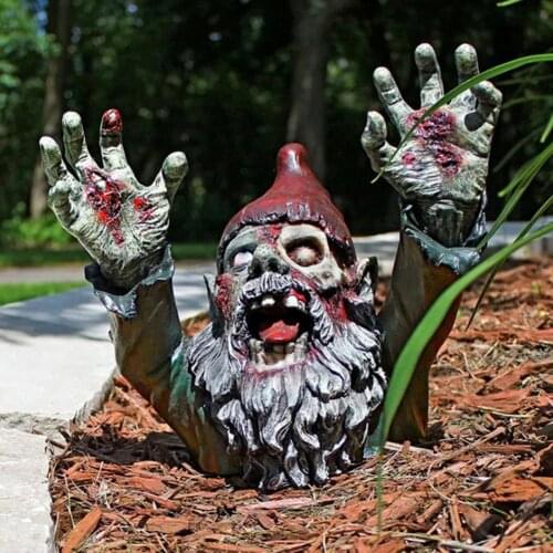 Garden Statue Halloween Resin Decorative Horror Dwarf Ornament Zombie Ornament For Indoor Outdoor Yard Patio Decorations