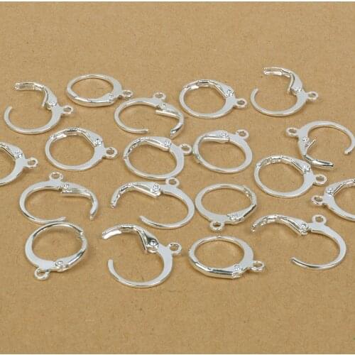 Hoop Drop Earrings Jewelry Findings 20PCS(10Pair) Real Pure Gold/Silver/Rhodium Jewellery Leverback Ear Earwires 12x14MM
