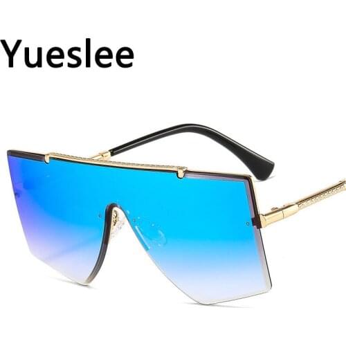 46630 Metal Frameless Oversized Luxury Sunglasses Men Women Fashion Shades Uv400 Vintage Glasses Men Sunglasses