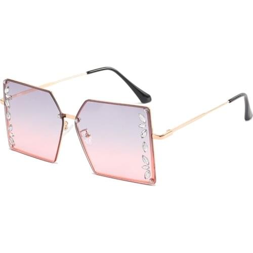 2021 Oversized Square Sunglasses Women Brand Designer Shades Luxury Diamond Big Female Metal Sun Glasses Fashion Eyewear UV400