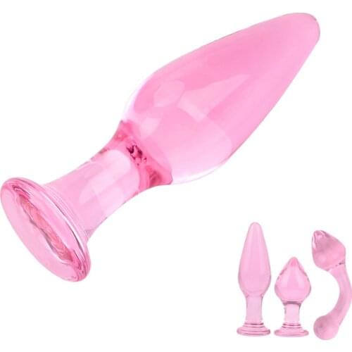 Glass Anal Plug Adult Products Prostate Massage Pink Crystal Butt Plug Sex Toy for Women Female Masturbation Erotic