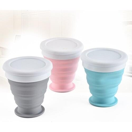 Ultra-thin Silicone Folding Cup + Dustproof Cover Outdoor Coffee Cups Children Available Travel Telescopic Sport Water Cup