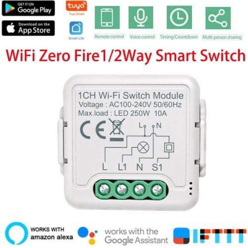 Tuya Wifi Smart Switch Supports 10A 1/2 Way Voice Control Smart Home Automation Module Works With Alexa Google Smart Home App