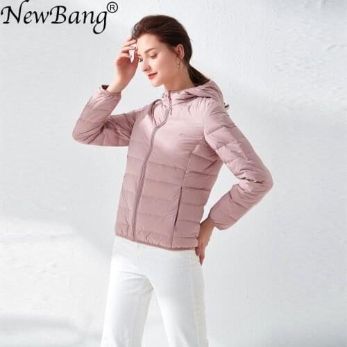 NewBang Womens Down Jackets Ultra Light Duck Down Women Matt Fabric Lightweight Coat Hooded Female Windbreaker Parka Plus Coats