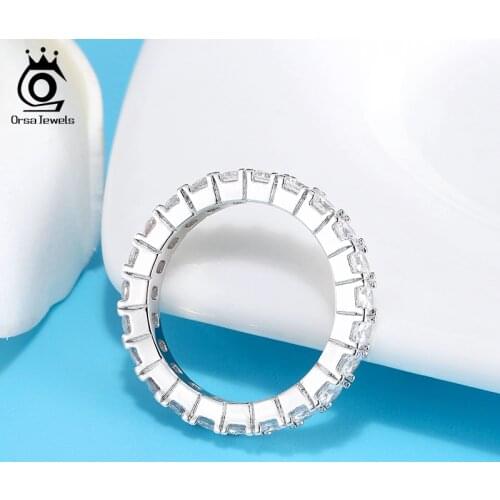ORSA JEWELS Women 925 Sterling Silver Ring Full Setting Cubic Zircon Fashion Women Ring Unique Ring for Girls Mom Gifts OSR205