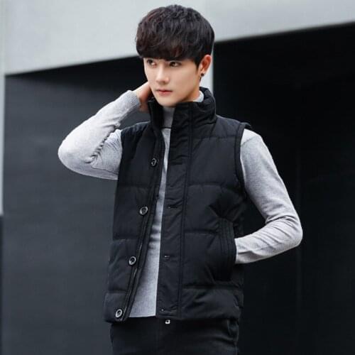 Men Vest Jacket Without Sleeves Winter Mens Button Sleeveless Jacket Vest Coats Fashion Male Cotton-Padded Vests Men Waistcoats